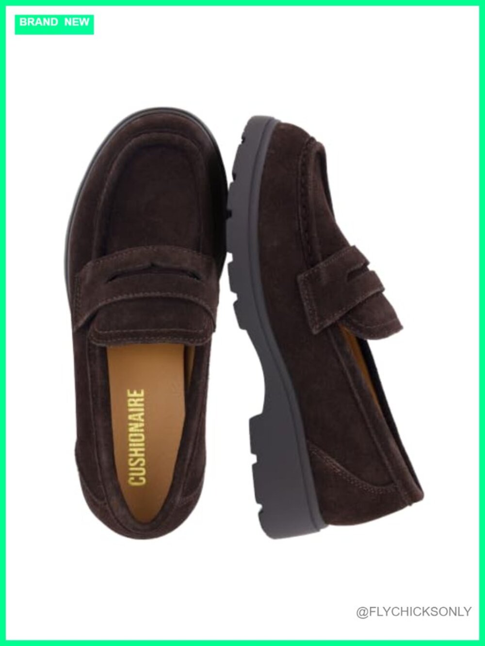 Genuine Suede Penny Loafers Women Chunky Lug Sole Business Casual